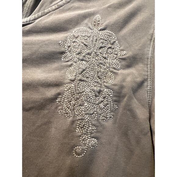 Style & Co Petite Sport Women’s Zip Up Embroidered Hooded Sweatshirt Sz P/M Gray - Picture 2 of 4